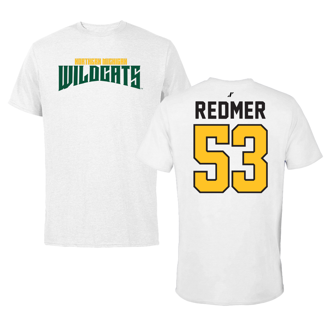 Northern Michigan University Football White Classic Tee - #53 Brady Redmer