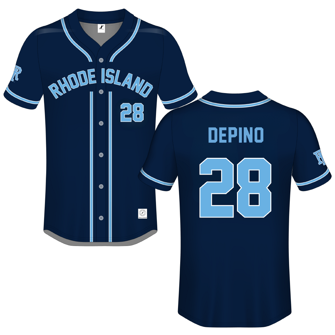 University of Rhode Island Navy Button-Down Jersey - #28 Anthony DePino