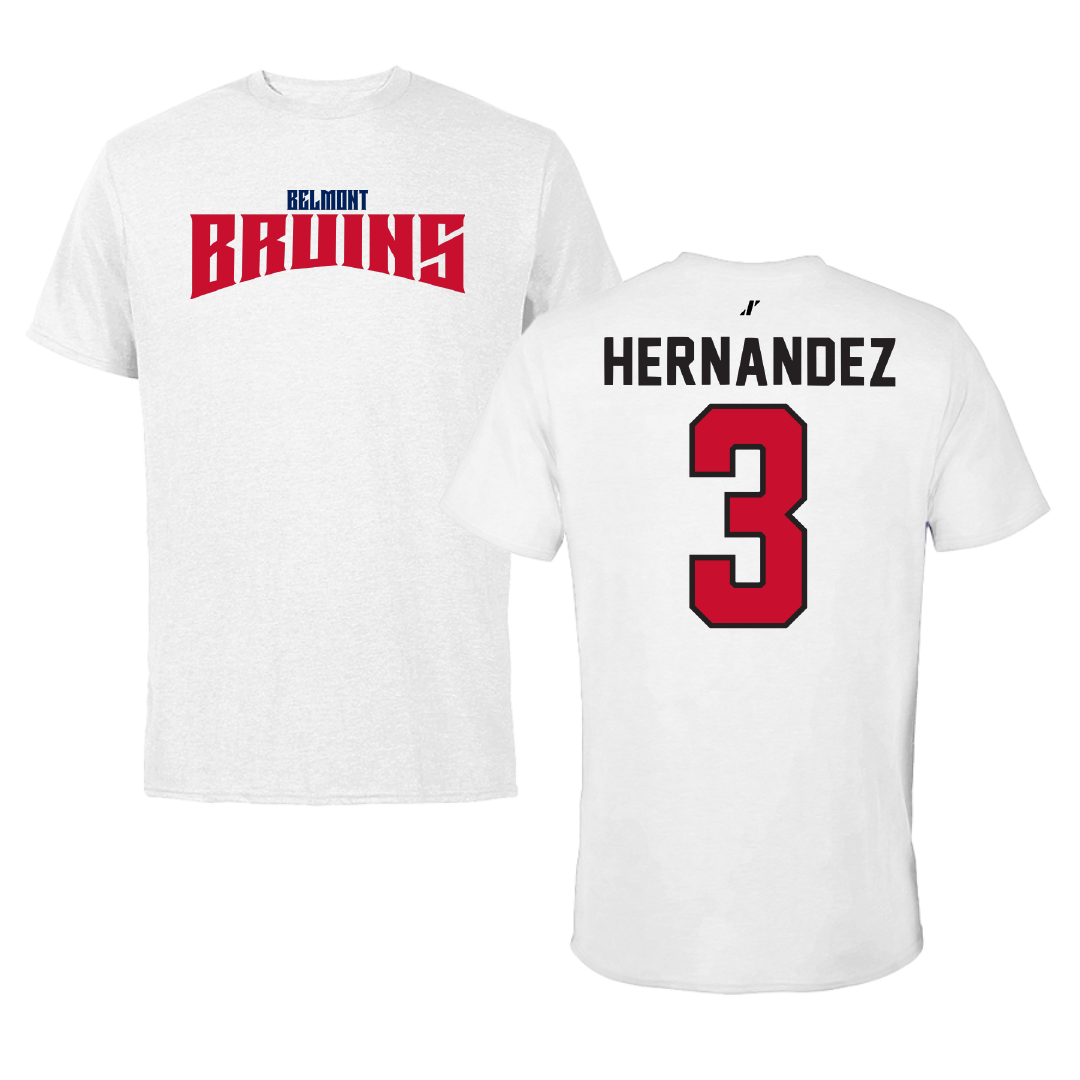 Belmont University Baseball White Classic Performance Tee - #3 Zach Hernandez