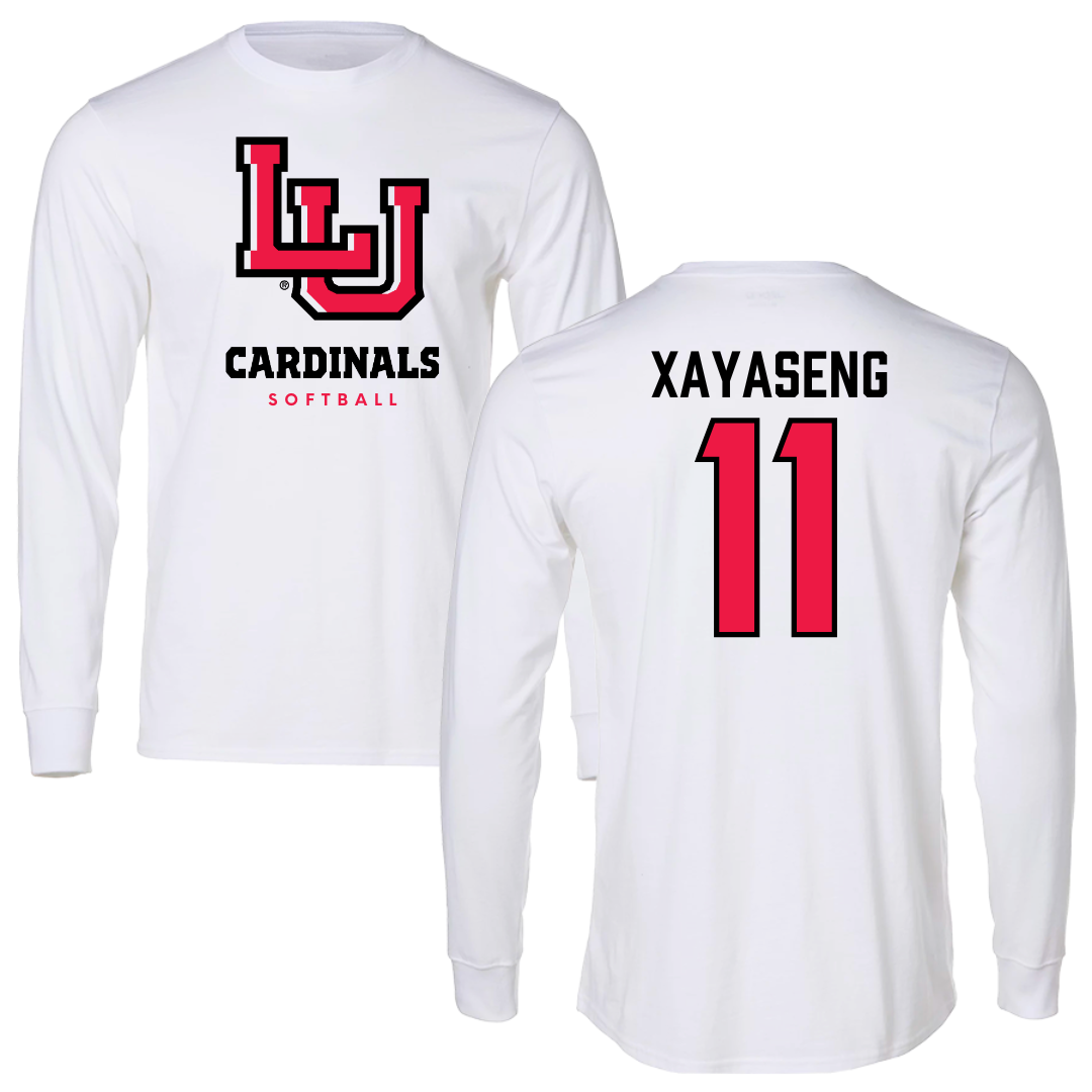 Lamar University Softball White Performance Long Sleeve - #11 Kalyn Xayaseng