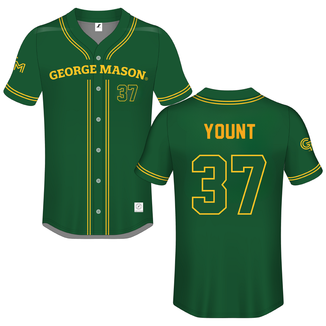 George Mason University Green GM Button-Down Jersey - #37 Britt Yount