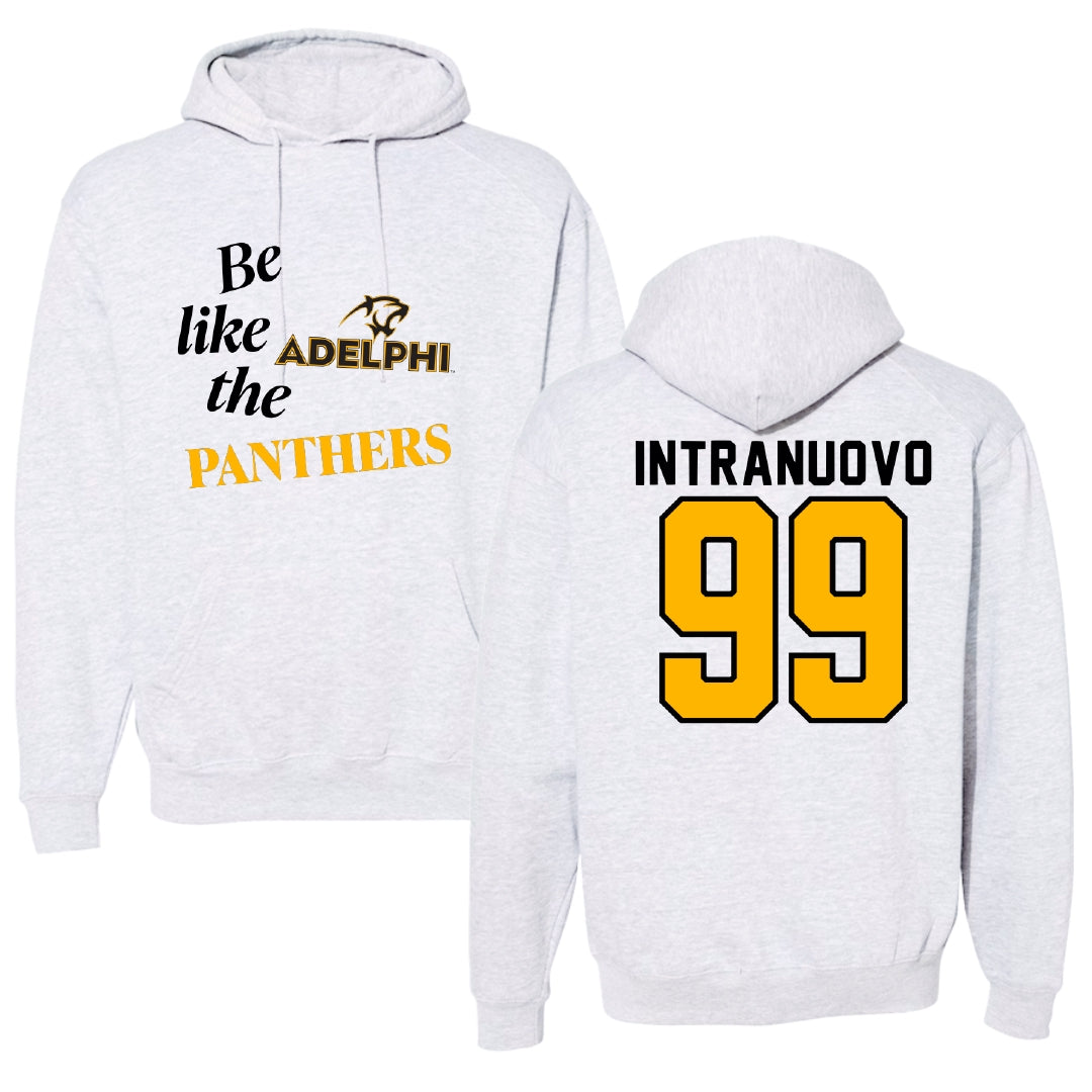 Adelphi University Soccer Light Gray Be Like Us Hoodie - #99 Gianluca Intranuovo