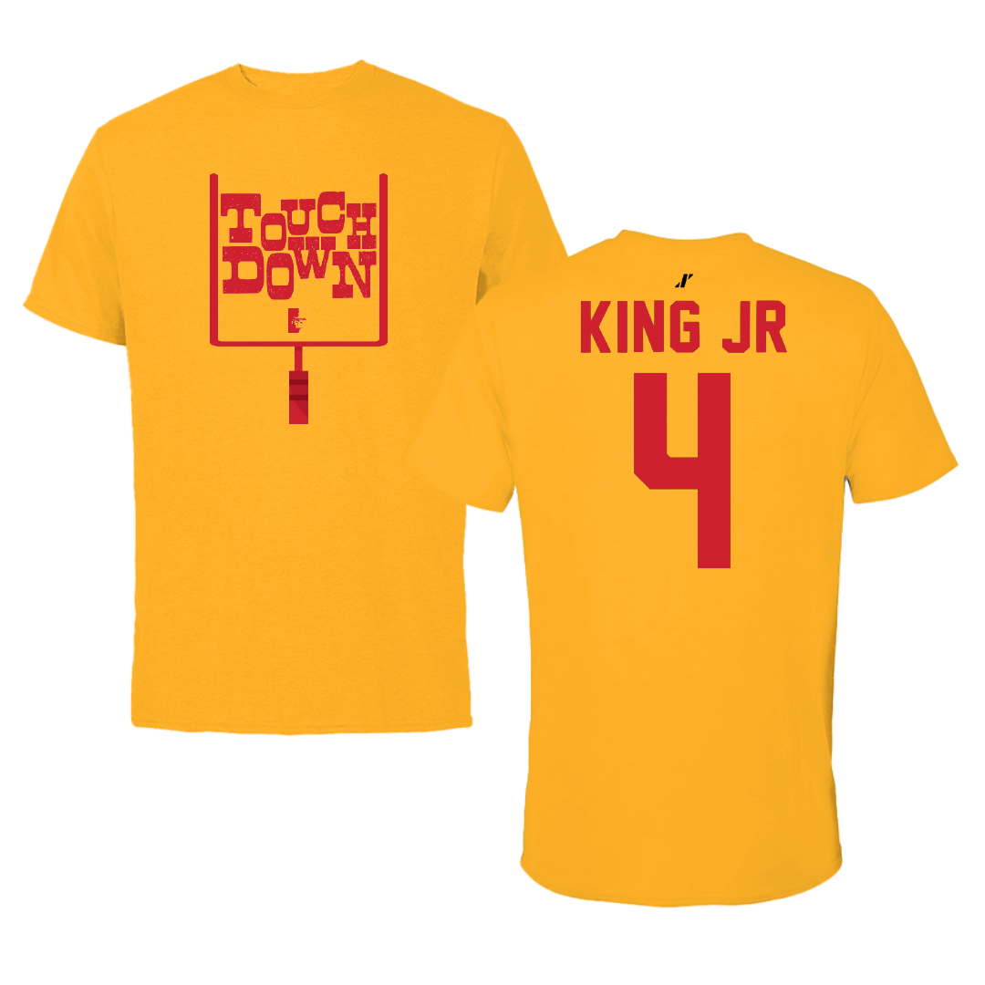 Pittsburg State University Football Gold Touchdown Tee - #4 Reginald King Jr