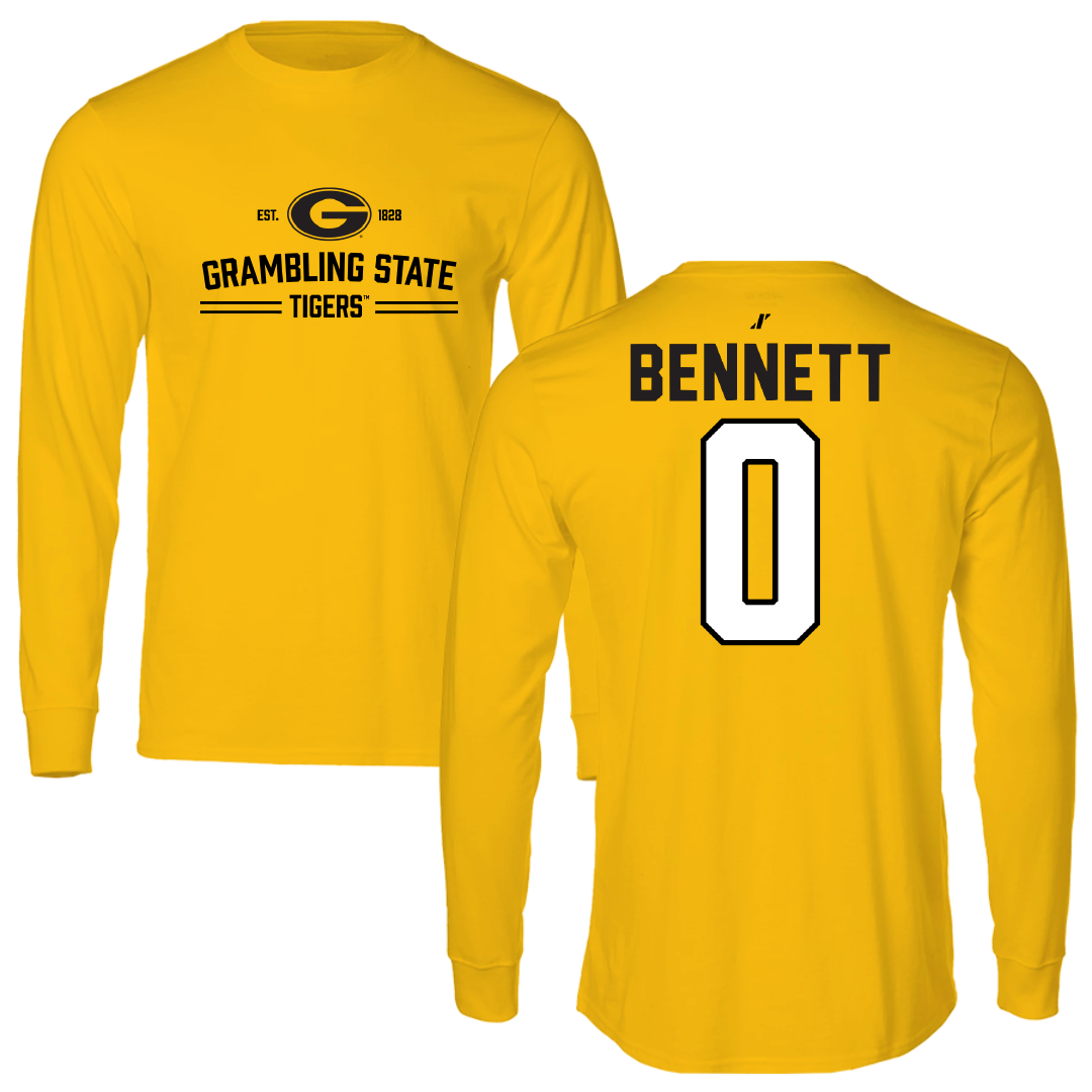 Grambling State University Baseball Gold General Performance Long Sleeve - #0 Jaylyn Bennett