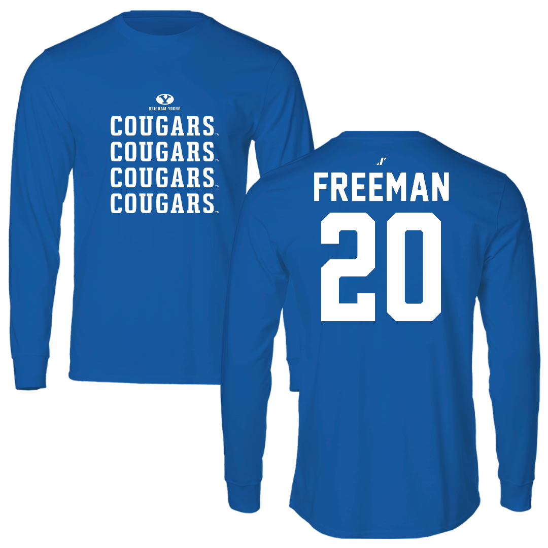 Brigham Young University Soccer Blue General Long Sleeve - #20 Presley Freeman