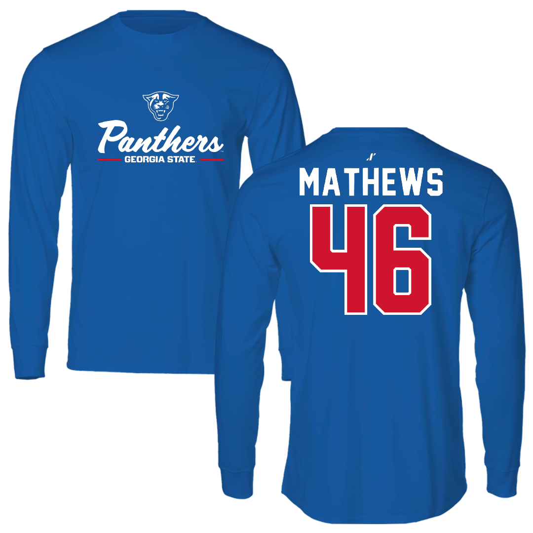 Georgia State University Football Blue General Performance Long Sleeve - #46 Ian Mathews