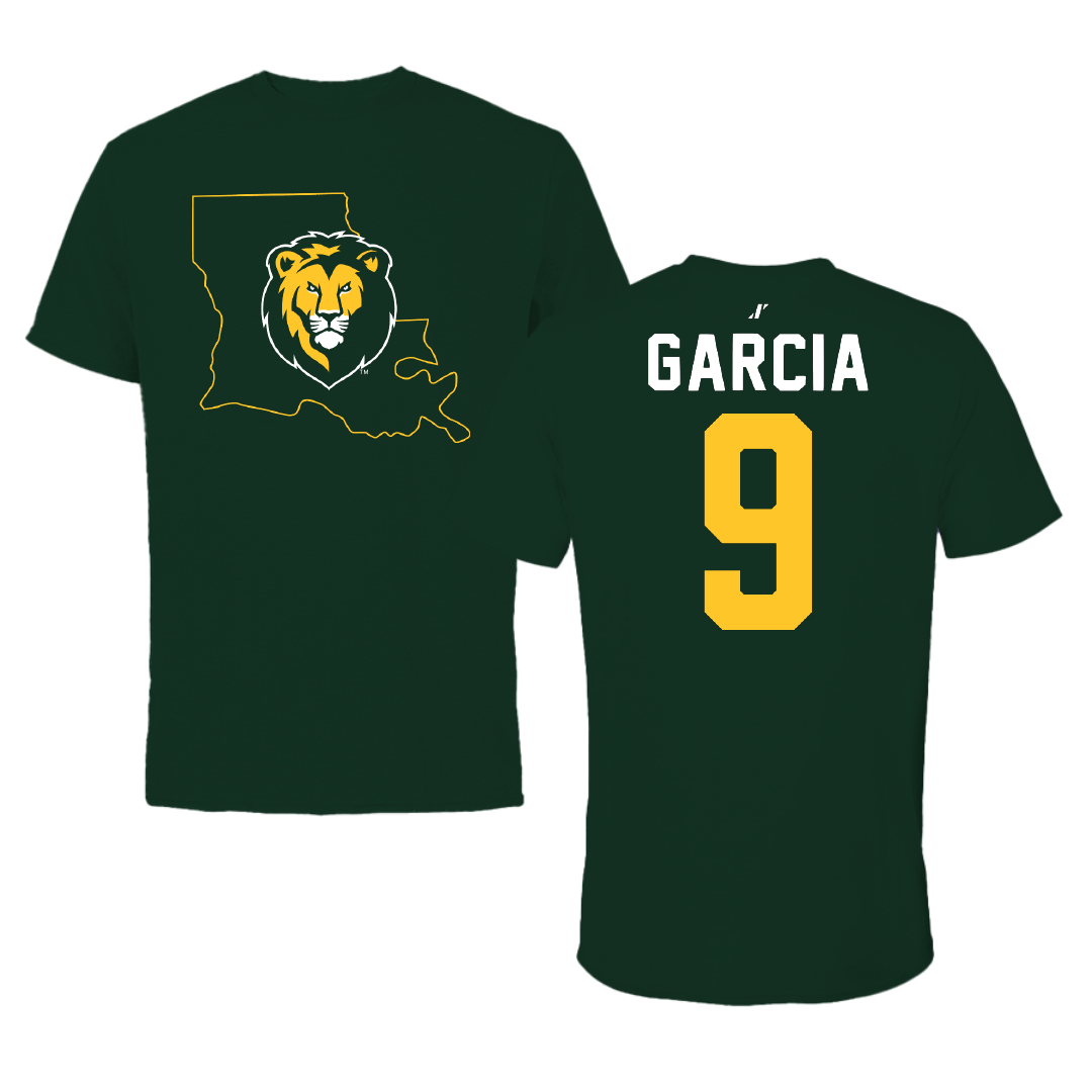 Southeastern Louisiana University Baseball Forest Green State Tee - #9 Christian Garcia