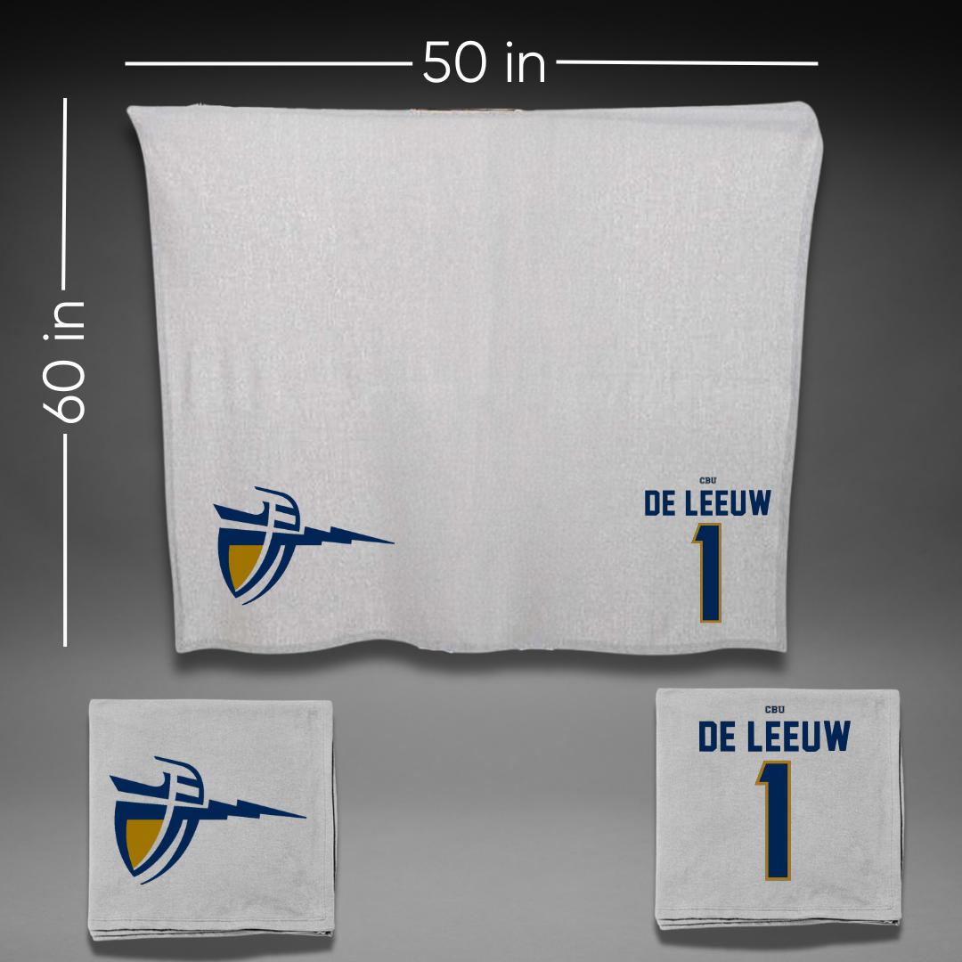 California Baptist University Water Polo Gray Blanket - #1 Trent De Leeuw