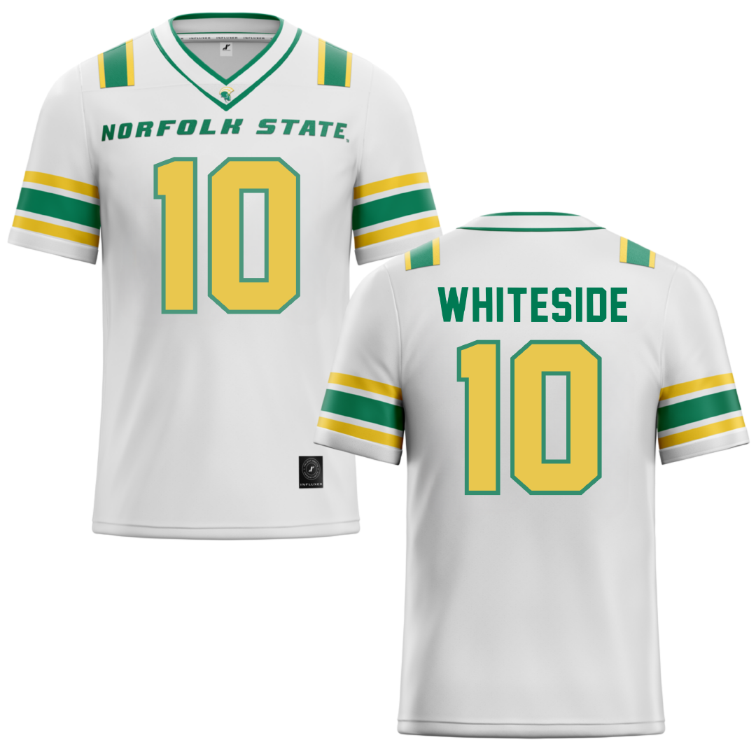 Norfolk State University White Football Jersey - #10 Izayah Whiteside