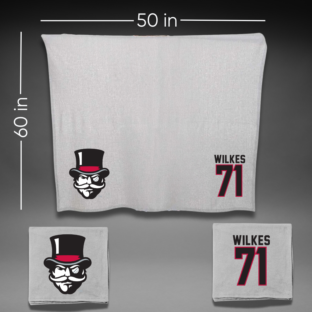 Austin Peay State University Football Gray Blanket - #71 Harrison Wilkes