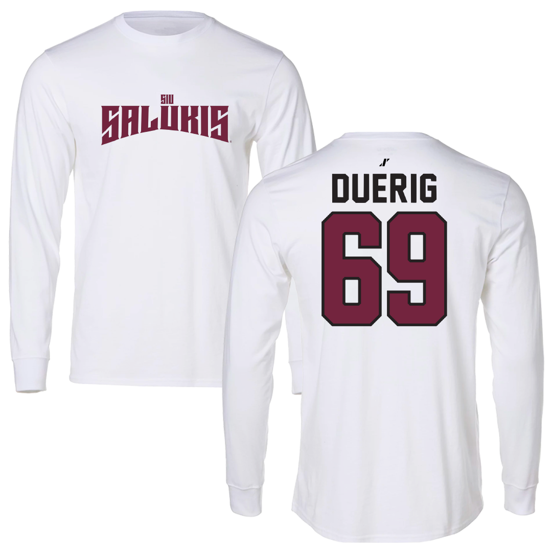 Southern Illinois University at Carbondale Football White Classic Performance Long Sleeve - #69 Aidan Duerig