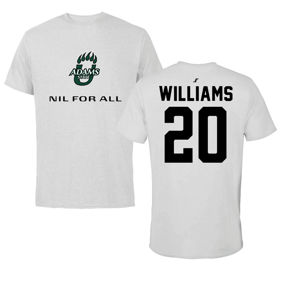 Adams State University Basketball Light Gray NIL for ALL Tee - #20 Luke Williams