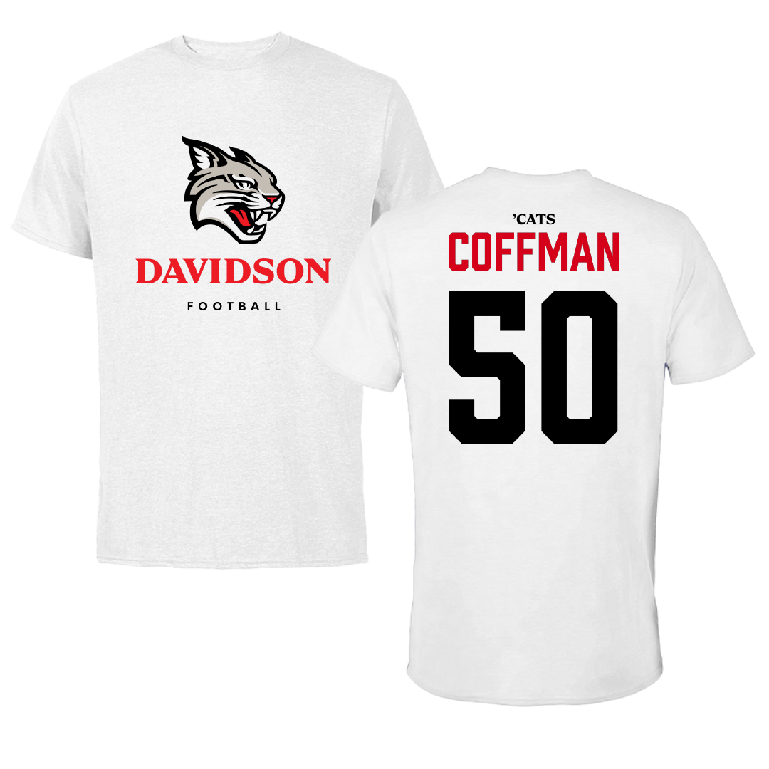 Davidson College Football White Tee - #50 Carson Coffman