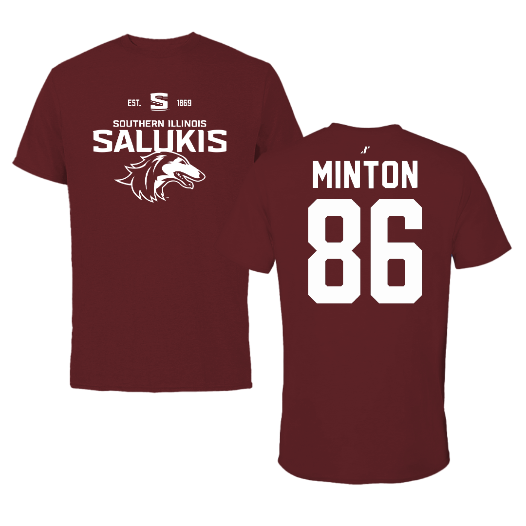 Southern Illinois University at Carbondale Football Maroon General Tee - #86 Logan Minton
