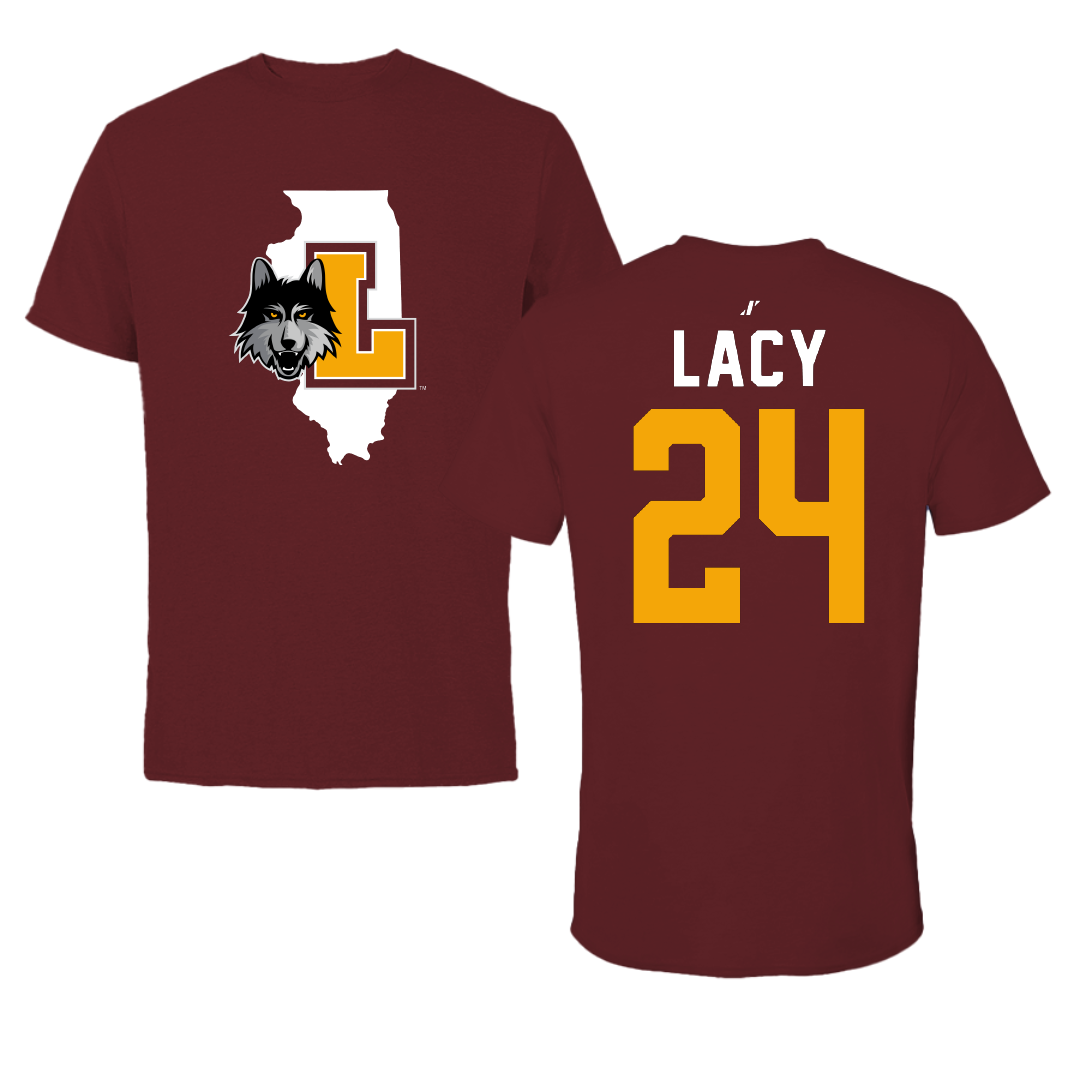 Loyola University-Chicago Soccer Maroon State Performance Tee - #24 Charlie Lacy