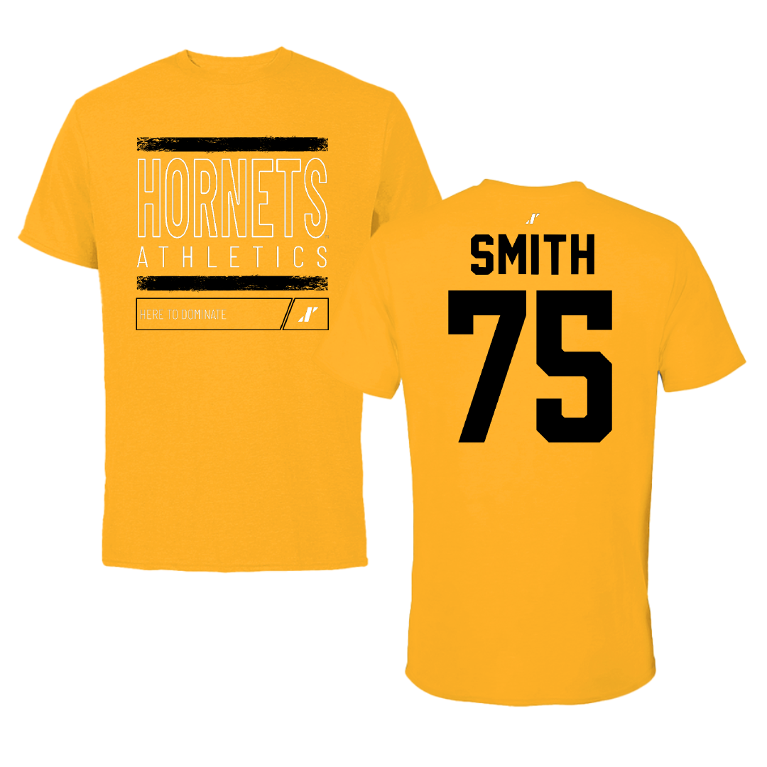 Alabama State University Football Gold Dominate Tee - #75 Cameron Smith