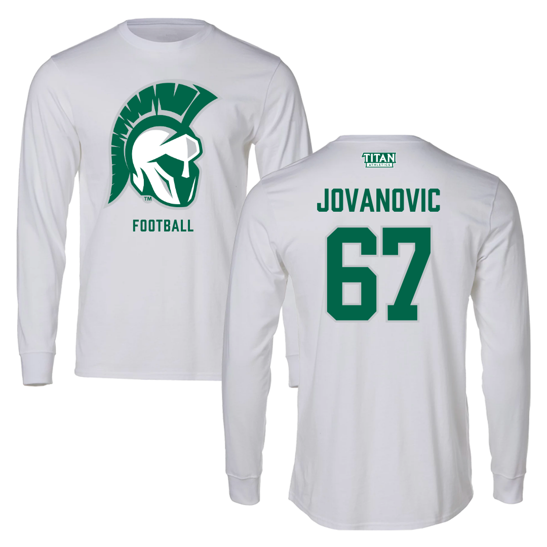 Illinois Wesleyan University Football White Performance Long Sleeve - #67 Mihailo Jovanovic