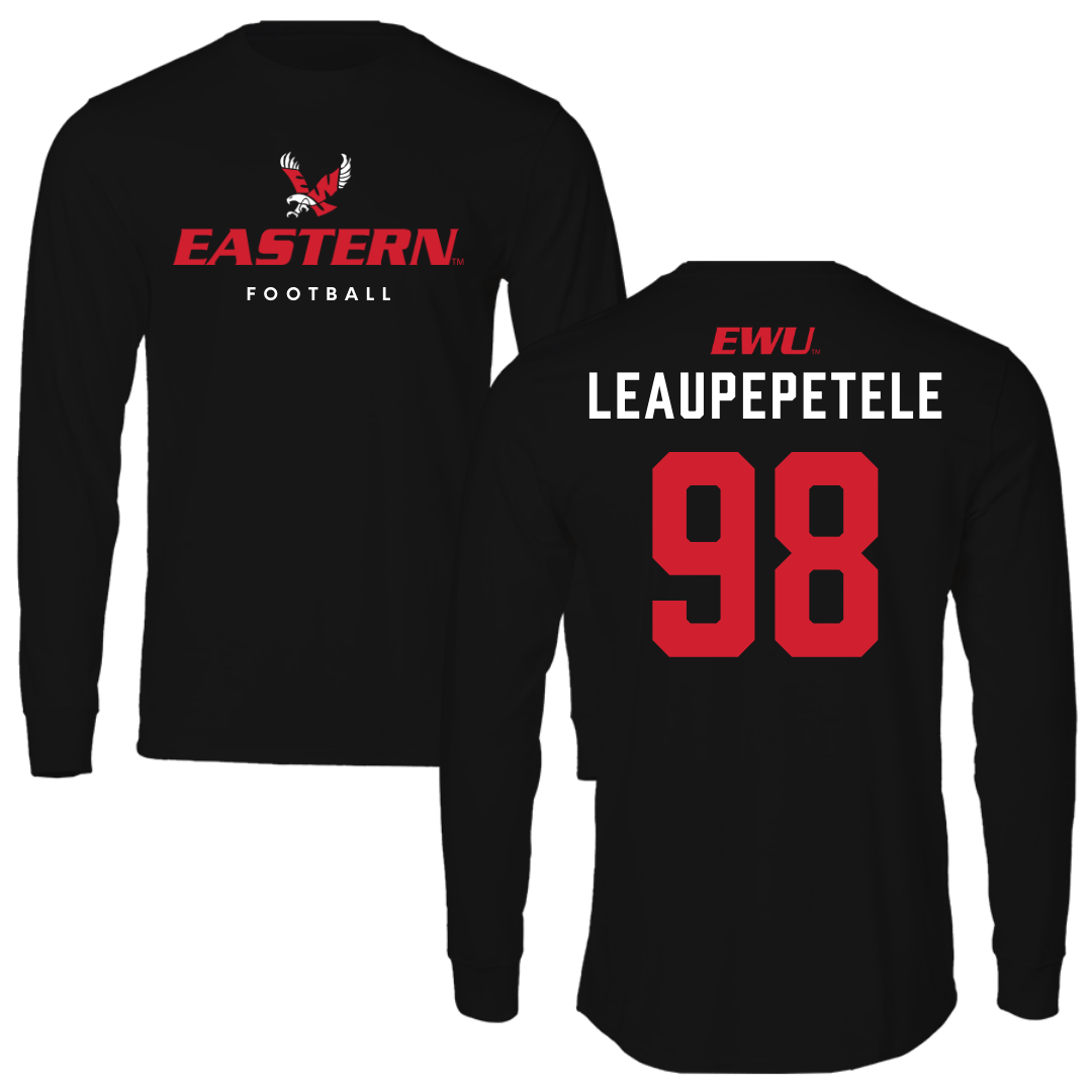 Eastern Washington University Football Black Eastern Long Sleeve - #98 Jirah Leaupepetele
