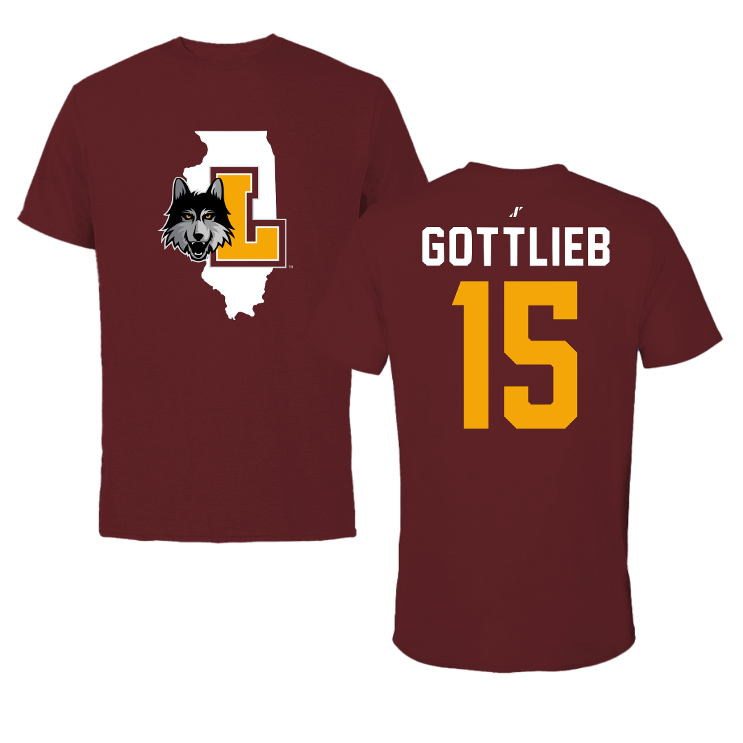 Loyola University-Chicago Volleyball Maroon State Performance Tee - #15 Josh Gottlieb