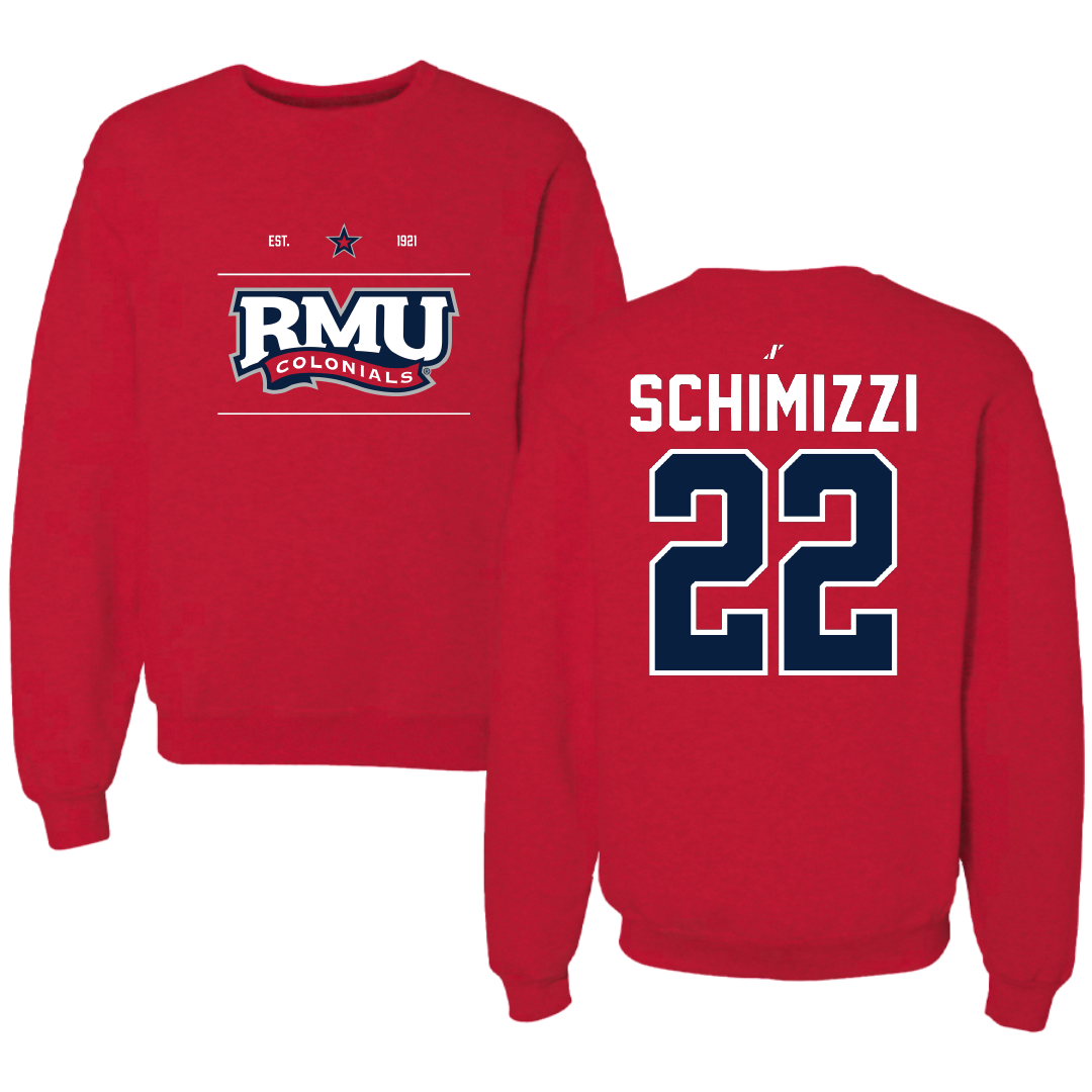 Robert Morris University Ice Hockey Red General Crewneck - #22 Dominic Schimizzi