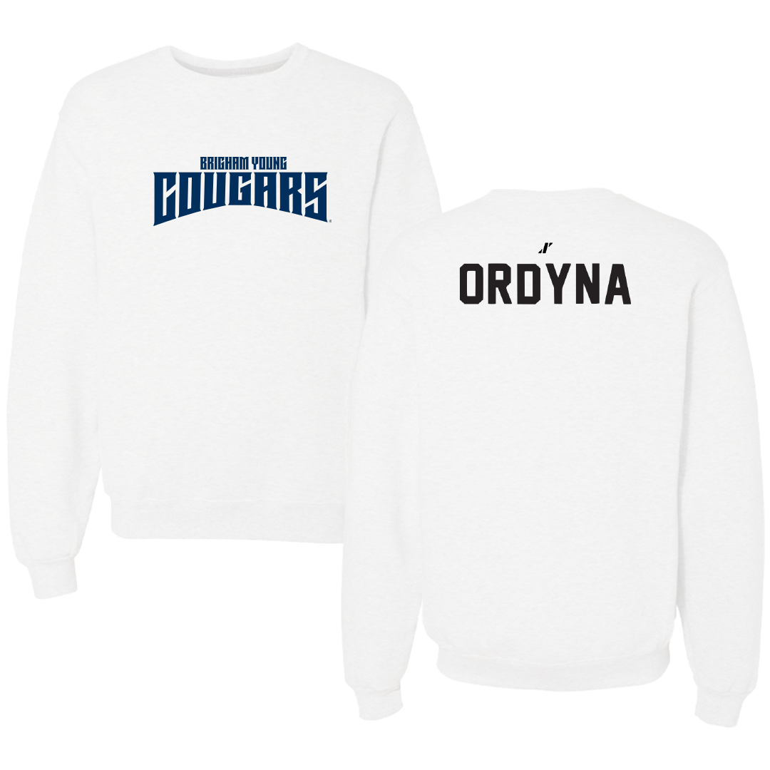 Brigham Young University Swimming & Diving White Classic Crewneck - Aubryn Ordyna