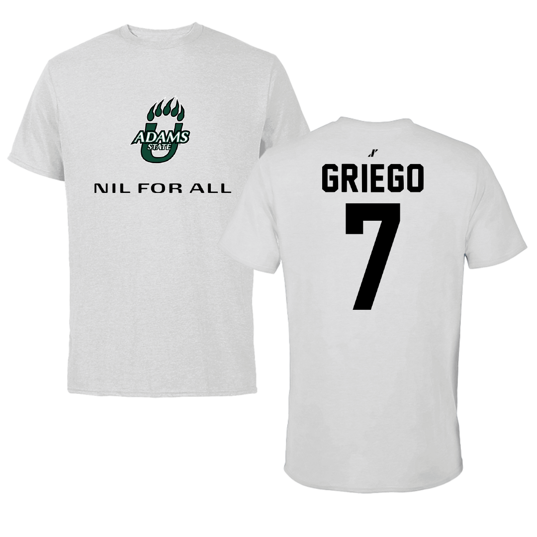 Adams State University Baseball Light Gray NIL for ALL Tee - #7 Markus Griego