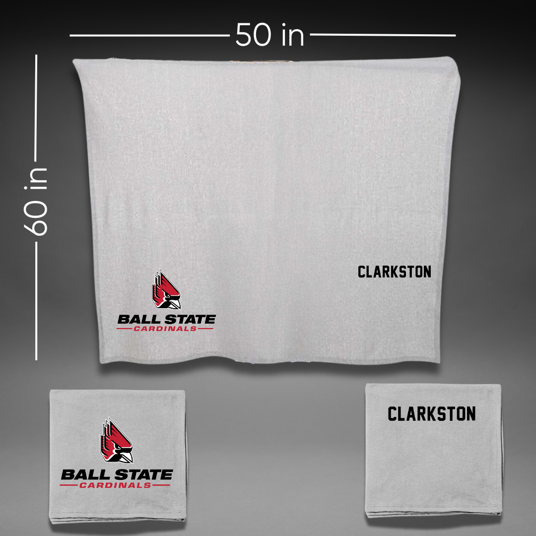 Ball State University Swimming & Diving Gray Blanket - Benjamin Clarkston