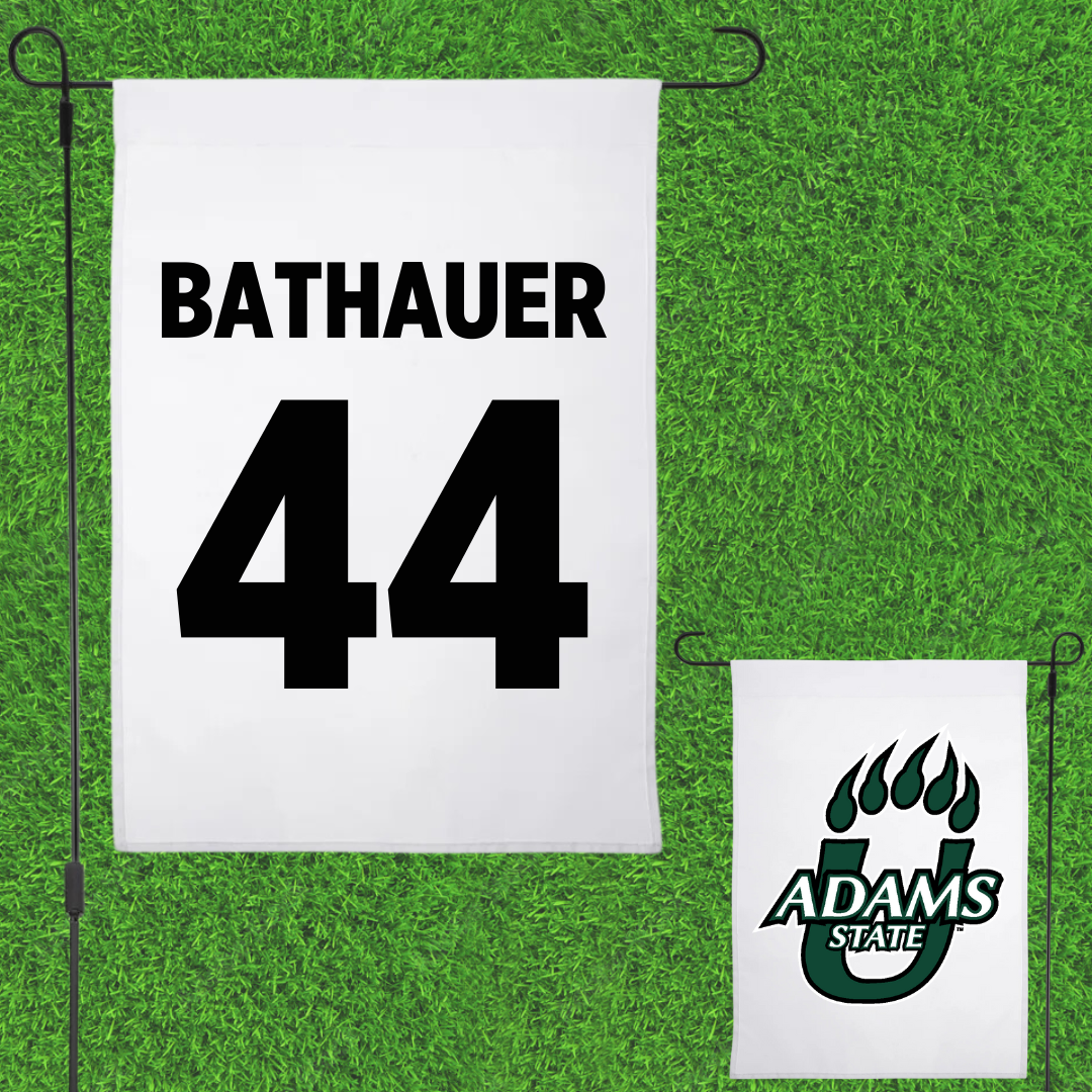 Adams State University Baseball White Garden Flag - #44 Mike Bathauer