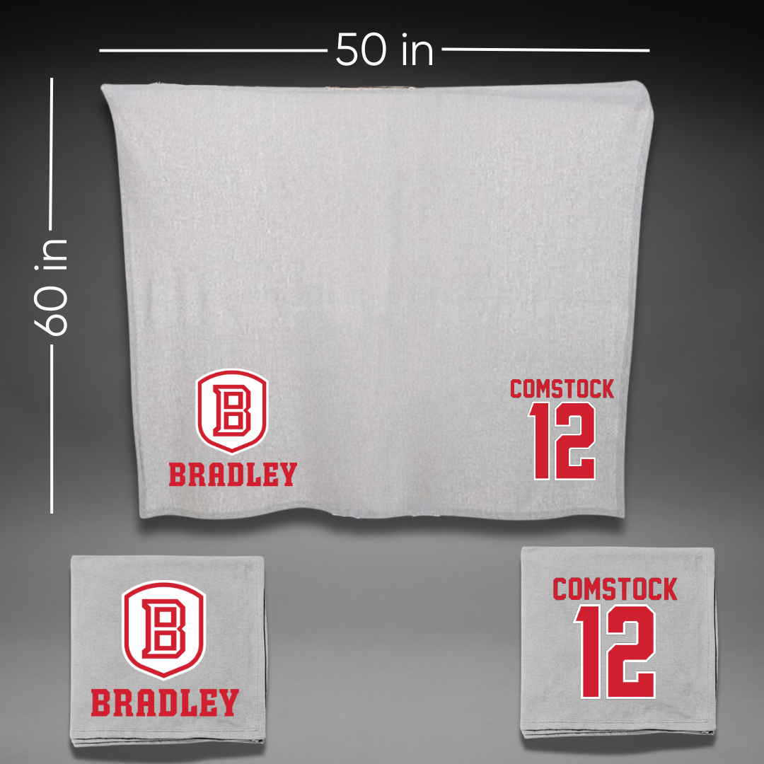 Bradley University Softball Gray Blanket - #12 Austin Comstock