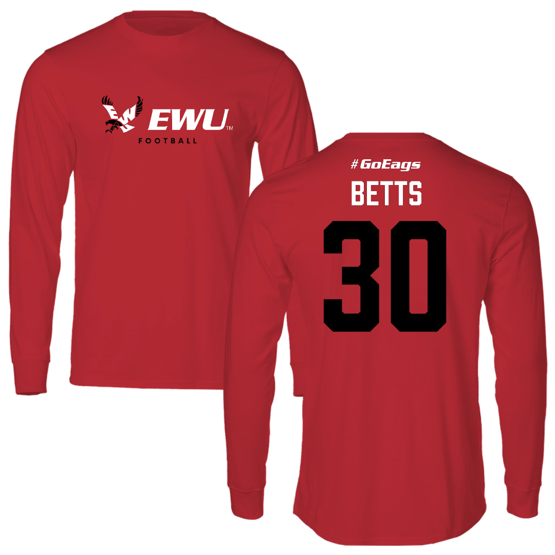 Eastern Washington University Football Red Performance Long Sleeve - #30 Talon Betts