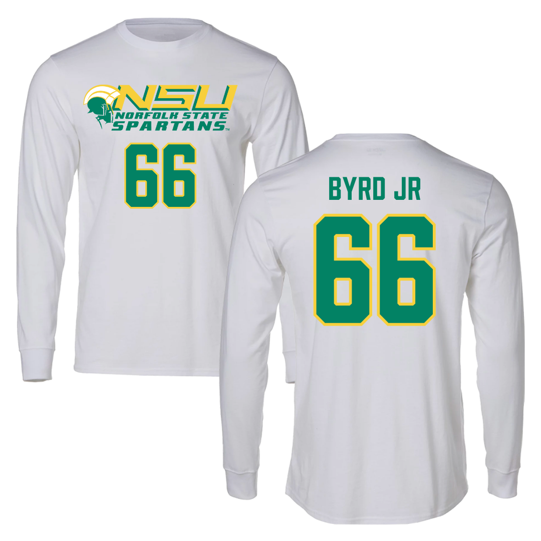 Norfolk State University Football White Long Sleeve - #66 Vincent Byrd Jr