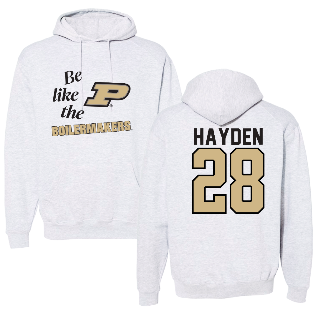 Purdue University Baseball Light Gray Be Like Us Hoodie - #28 Enas Hayden