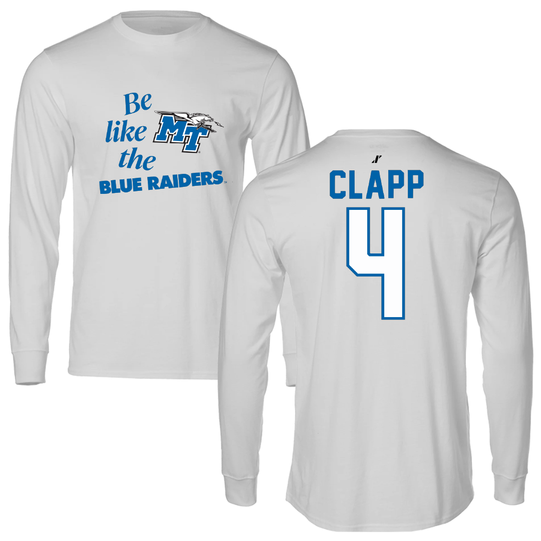 Middle Tennessee State University Baseball Light Gray Be Like Us Long Sleeve - #4 Cooper Clapp