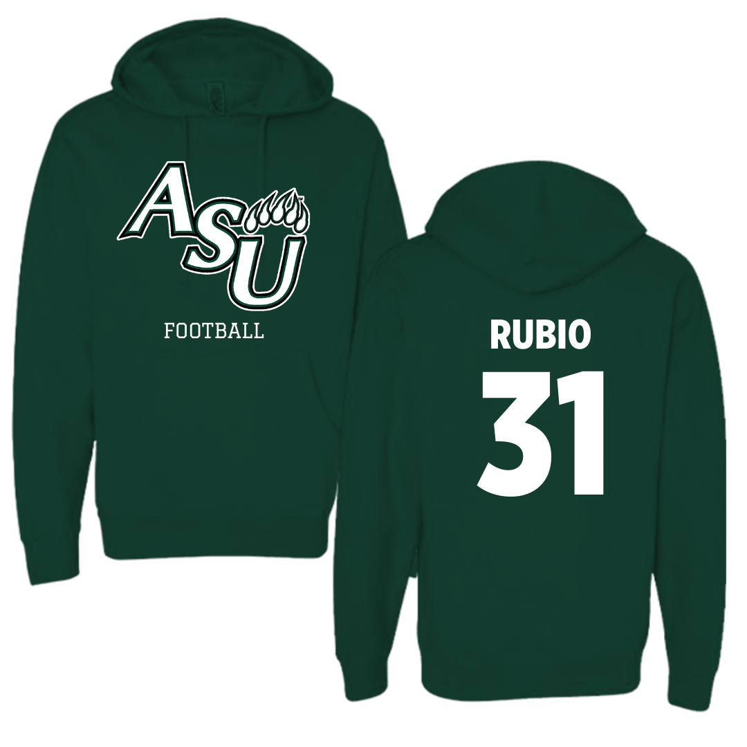 Adams State University Football Forest Green Block Hoodie - #31 Miguel Rubio