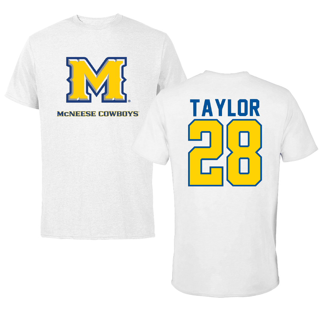 McNeese State University Softball White Performance Tee - #28 Maddie Taylor