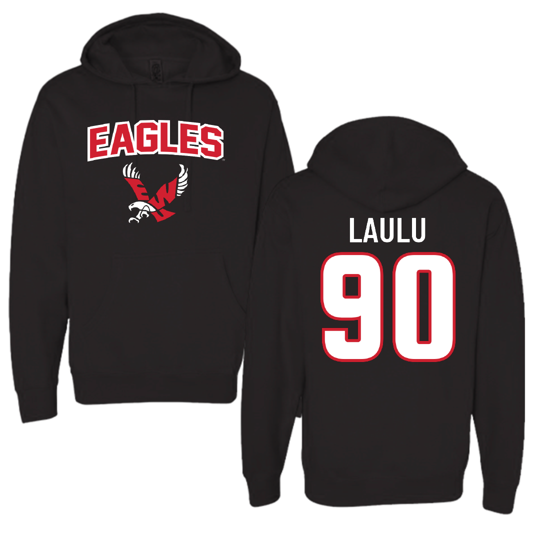 Eastern Washington University Football Black Hoodie - #90 Justis Laulu