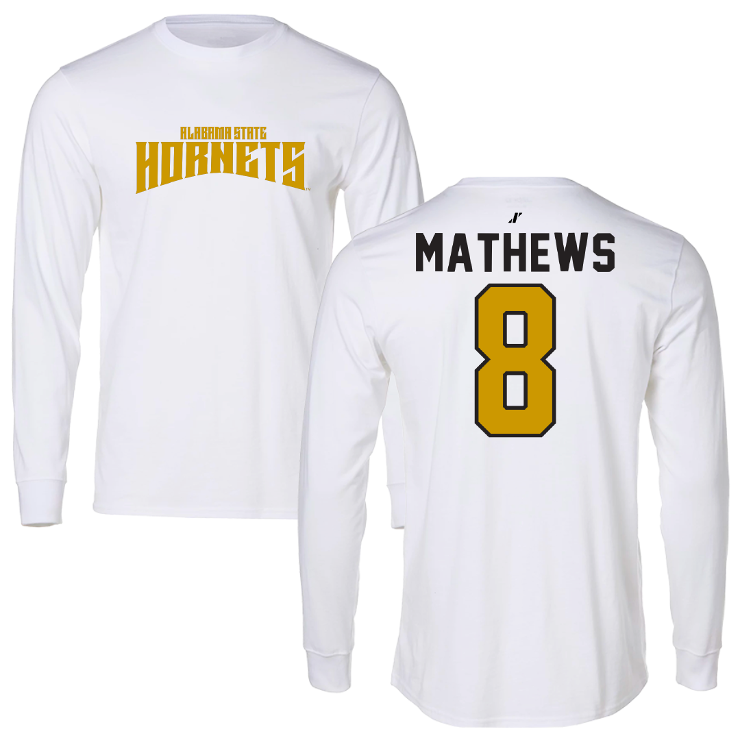 Alabama State University Soccer White Classic Long Sleeve - #8 Erica Mathews