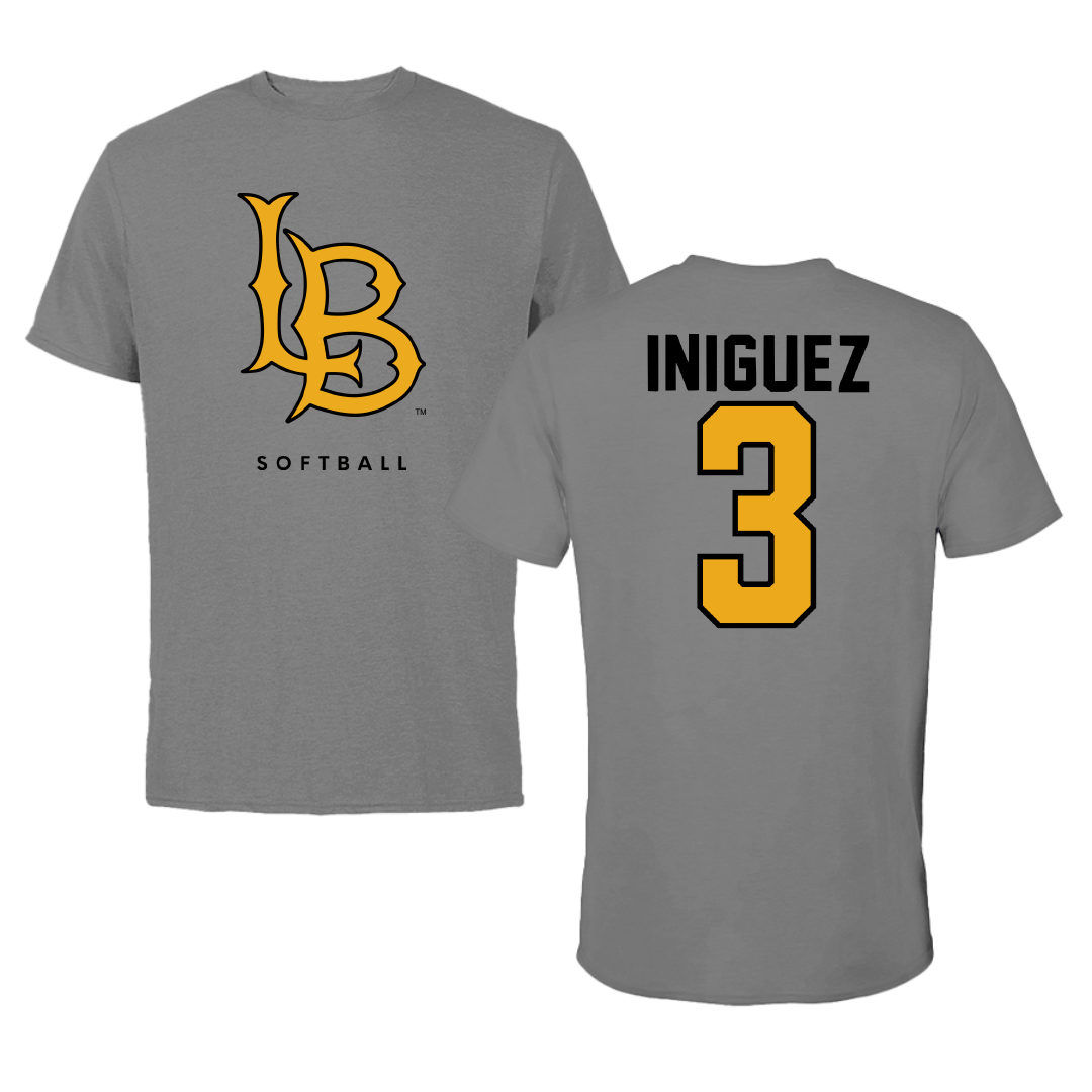 Long Beach State University Softball Gray Performance Tee - #3 Priscilla Iniguez