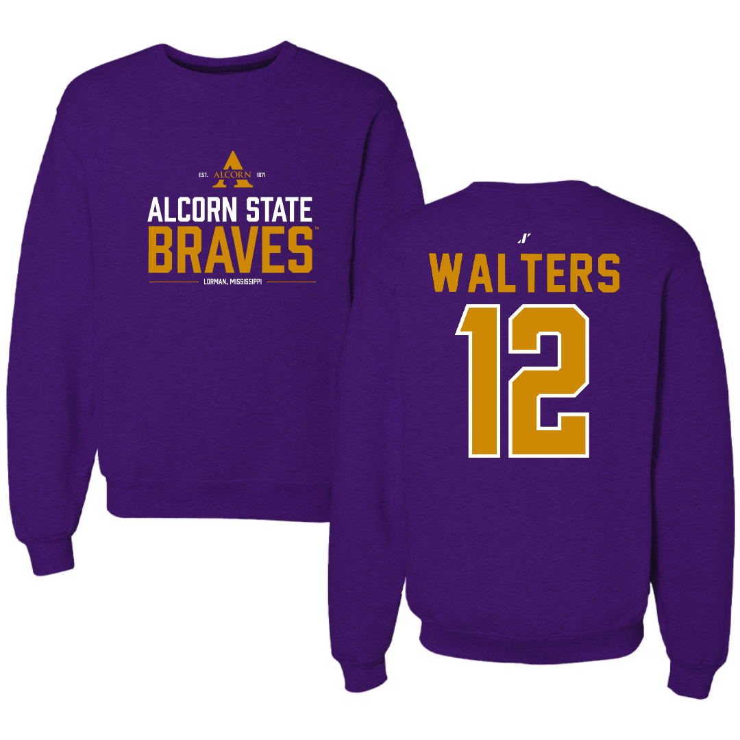 Alcorn State University Softball Purple General Crewneck - #12 Jillian Walters