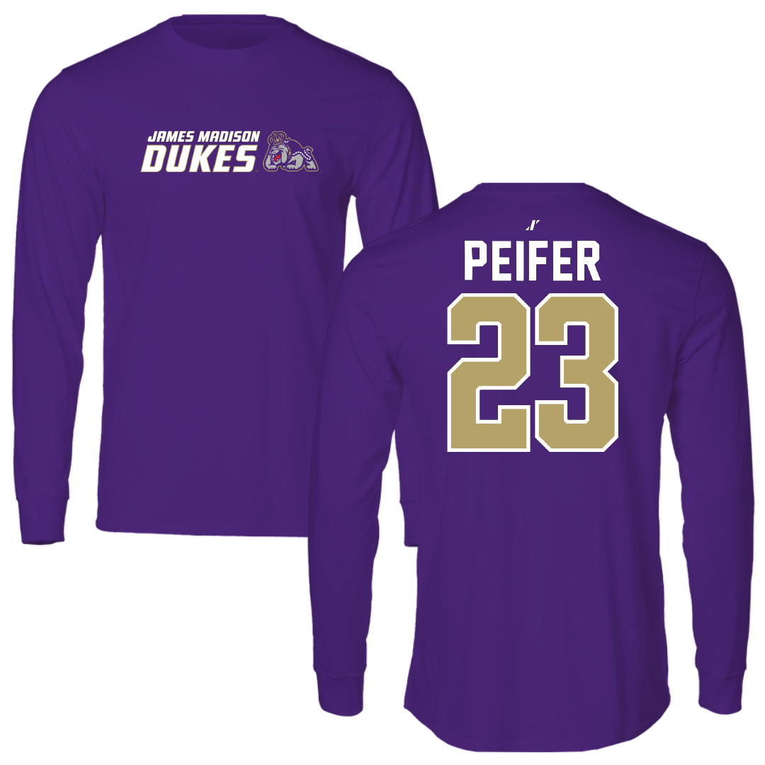 James Madison University Baseball Purple General Long Sleeve - #23 Wyatt Peifer
