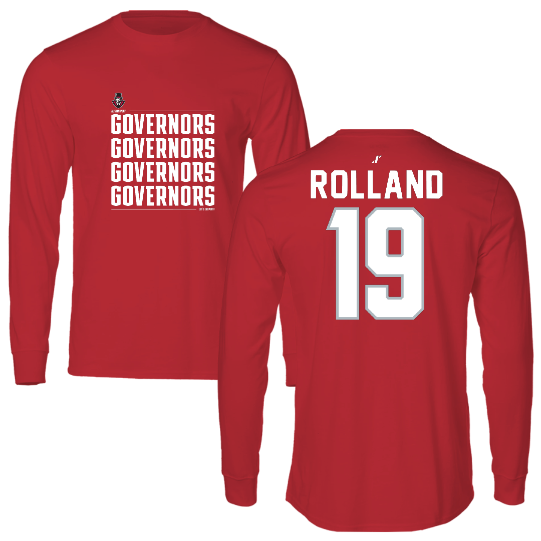 Austin Peay State University Baseball Red General Performance Long Sleeve - #19 Luke Rolland