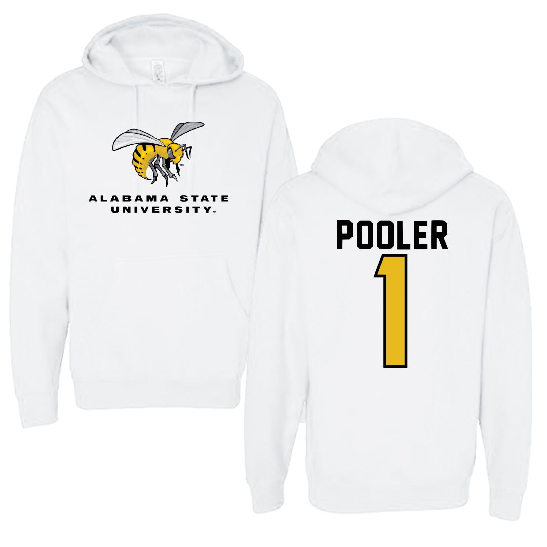 Alabama State University Basketball White Block Hoodie - #1 Alanah Pooler