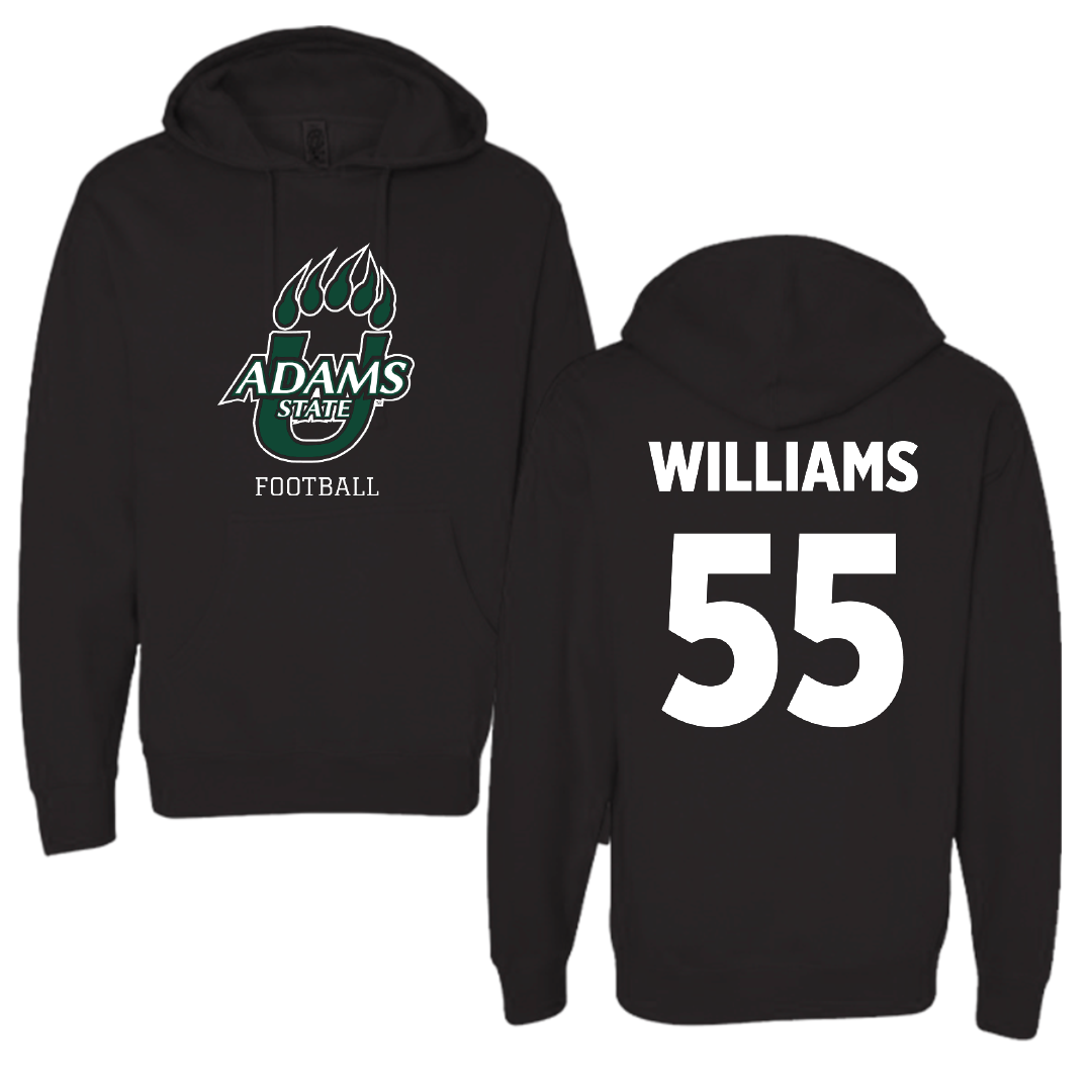 Adams State University Football Black Hoodie - #55 Quincy Williams