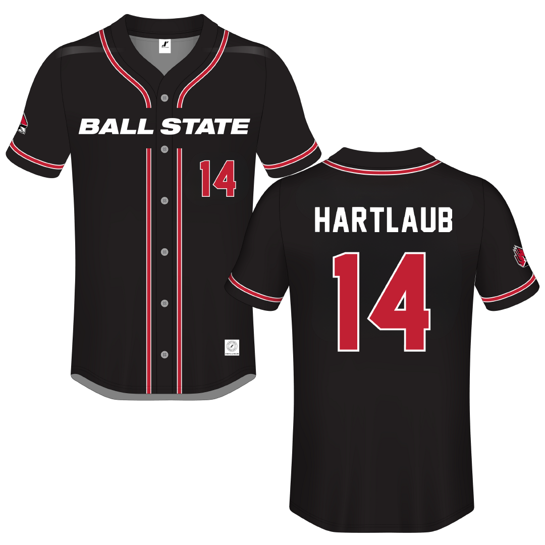 Ball State University Black Button-Down Jersey - #14 Jacob Hartlaub