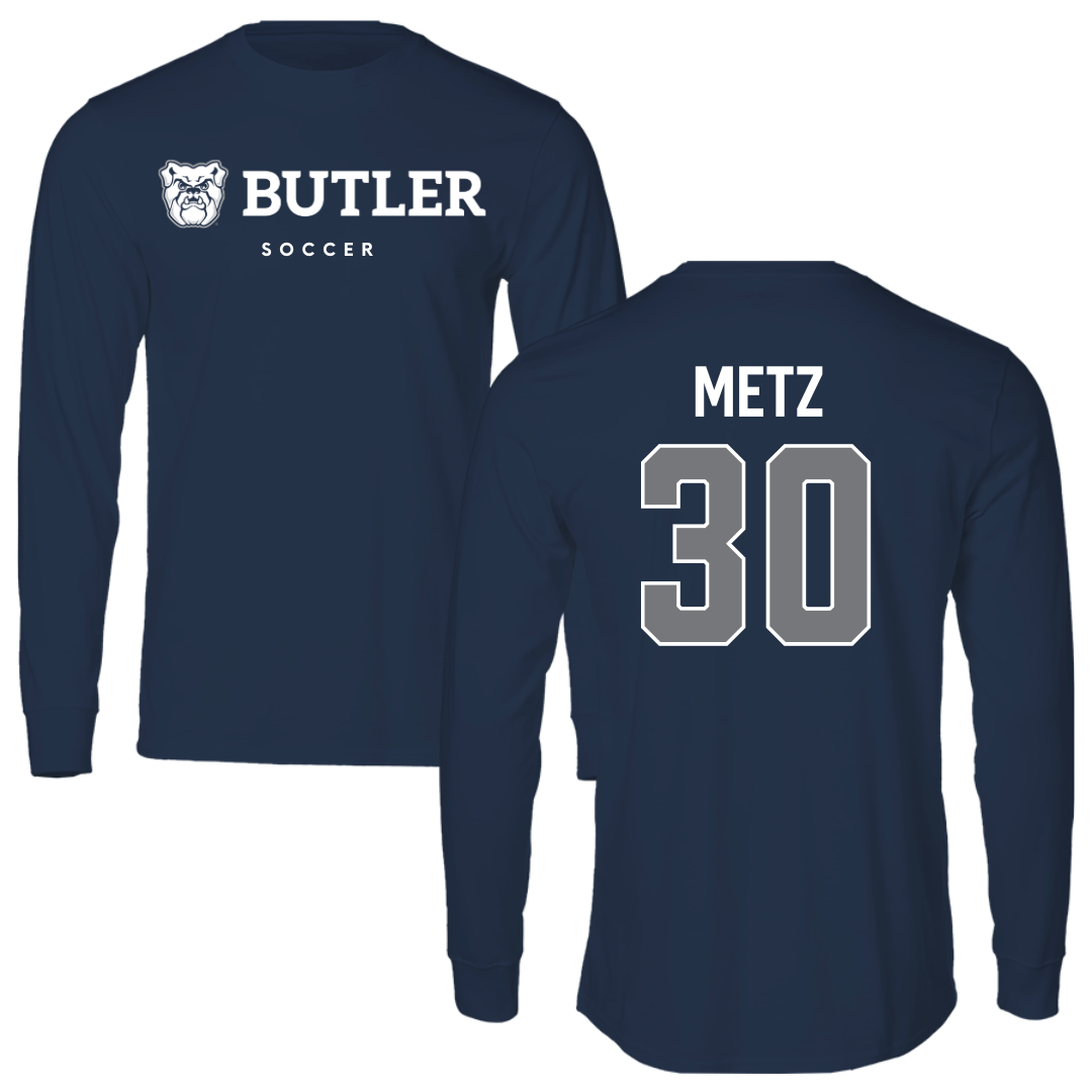 Butler University Soccer Navy Long Sleeve - #30 Jameson Metz