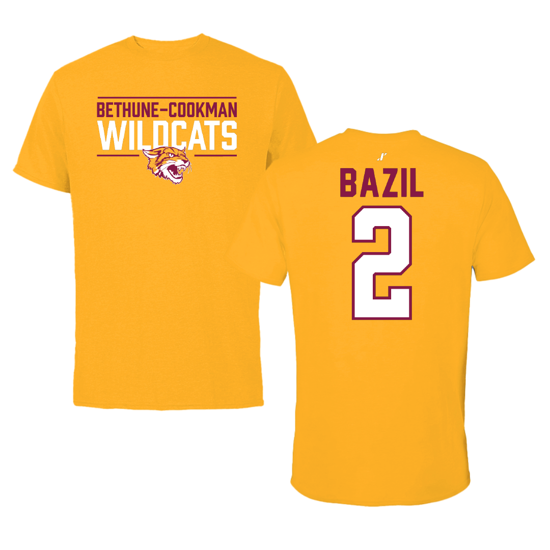 Bethune-Cookman University Football Gold General Performance Tee - #2 Jouvensly Bazil