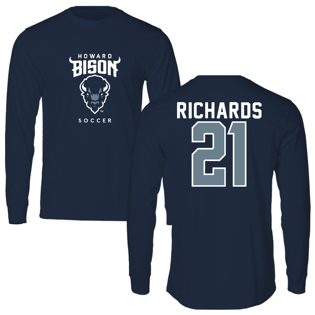 Howard University Soccer Navy Long Sleeve - #21 Mimi Richards
