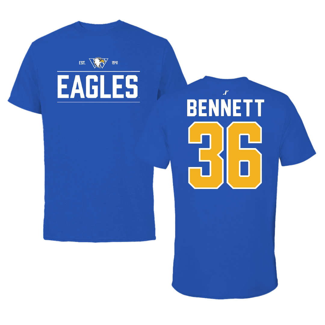 Williams Baptist University Baseball Blue General Performance Tee - #36 Benjamin Bennett
