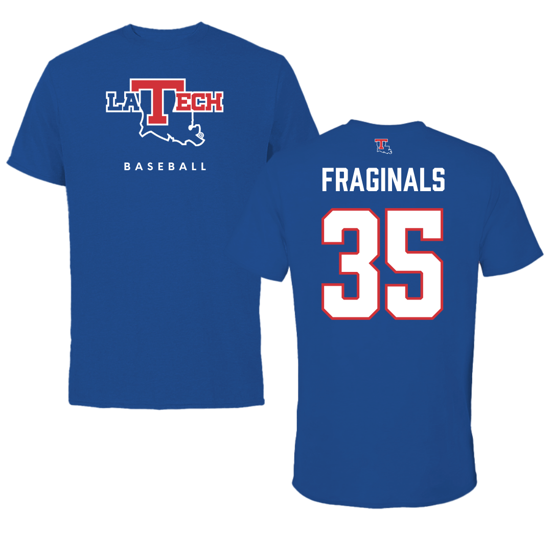 Louisiana Tech University Baseball True Royal Performance Tee - #35 Nick Fraginals
