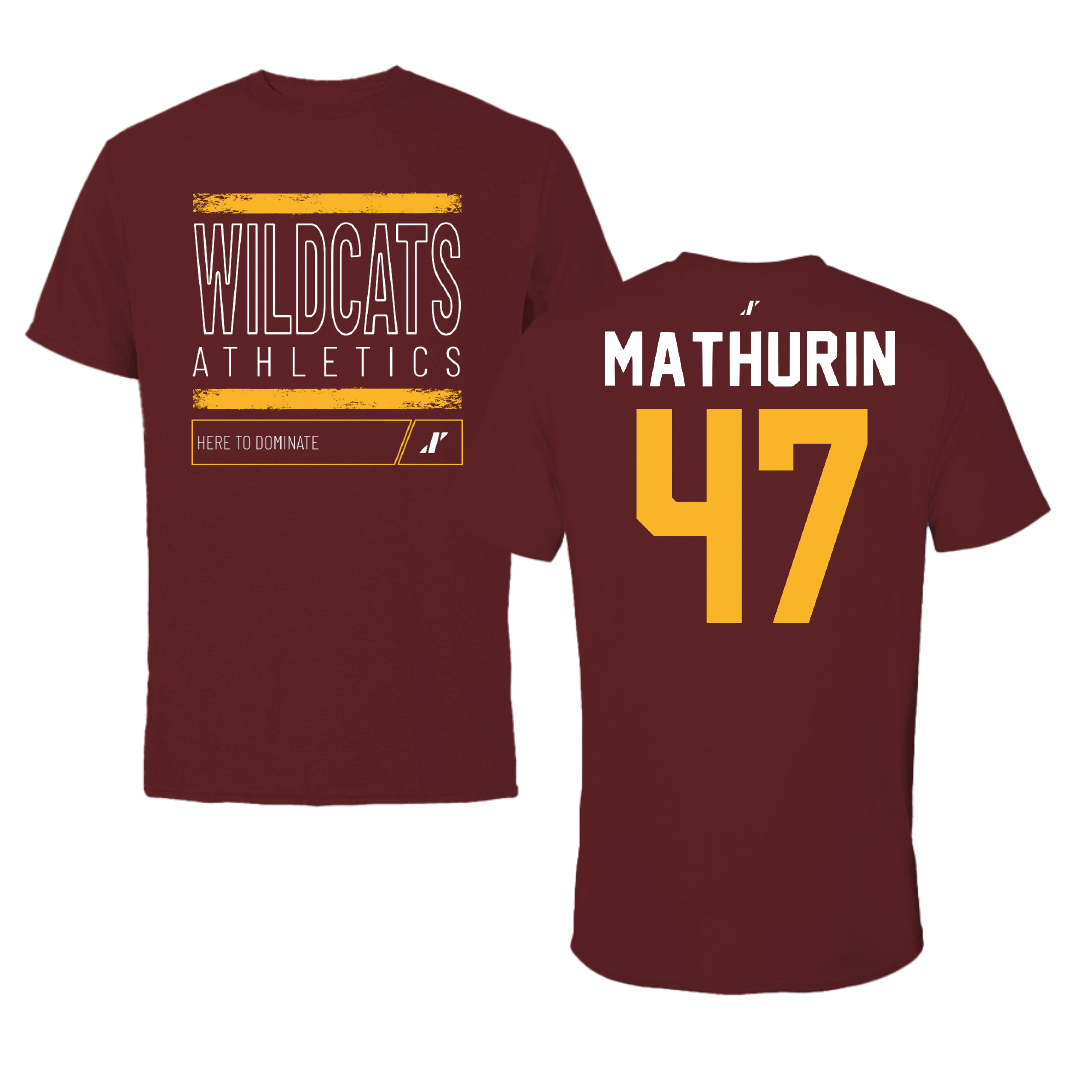 Bethune-Cookman University Football Maroon Dominate Performance Tee - #47 Wistanson Mathurin